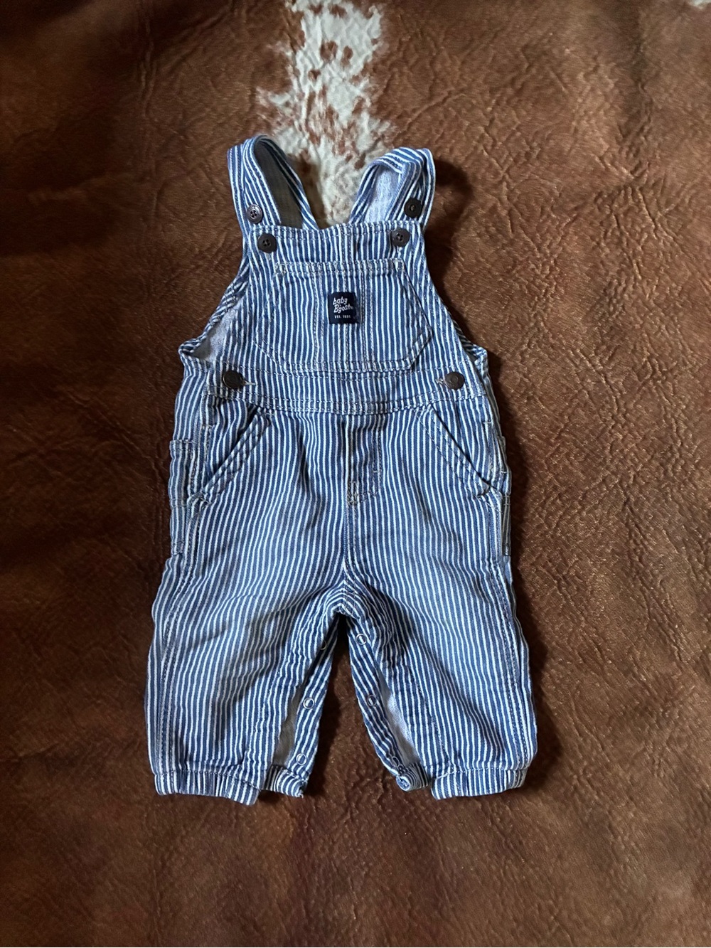Blue & White Striped Baby Overalls - Classic Cotton